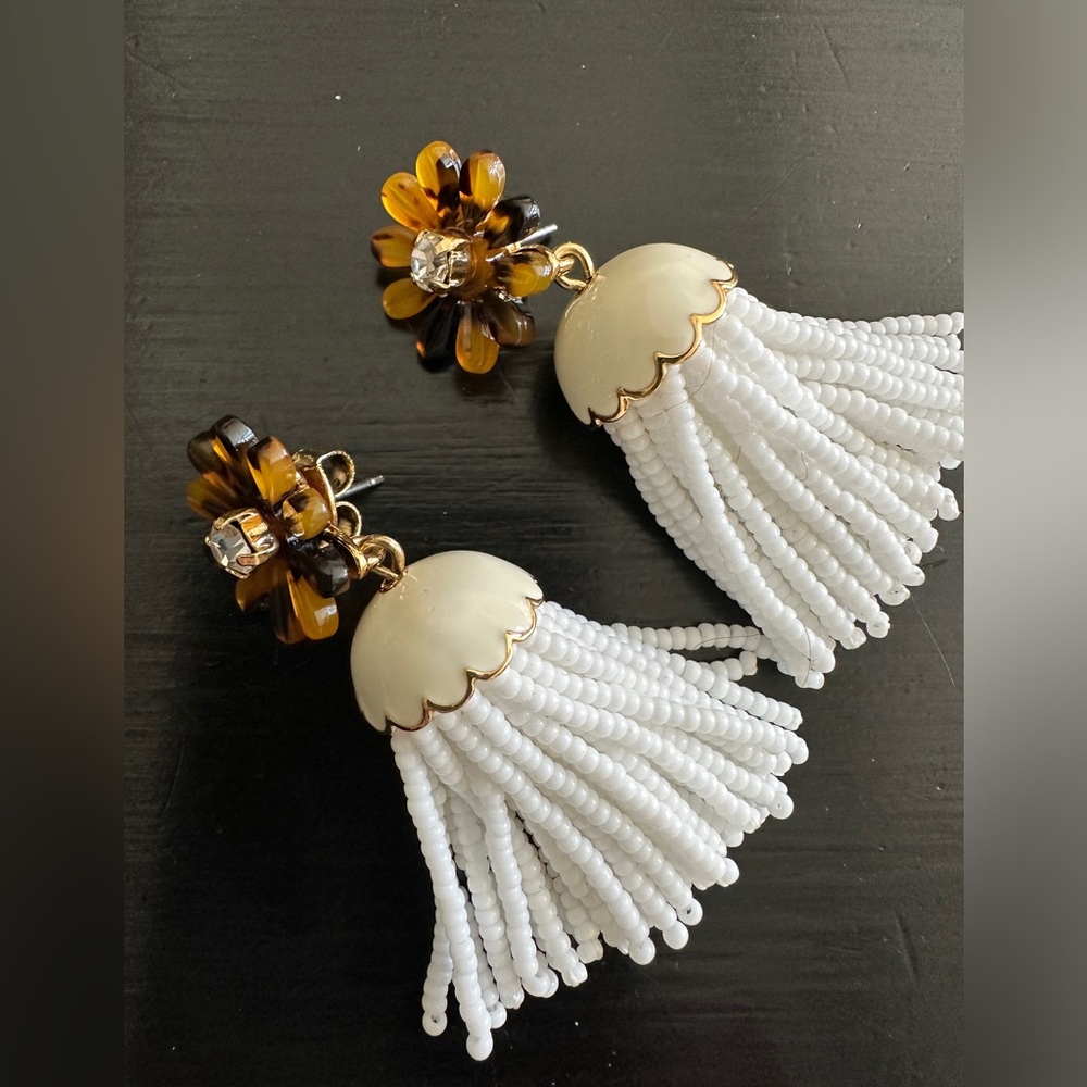 J.Crew tortoise and bead earrings